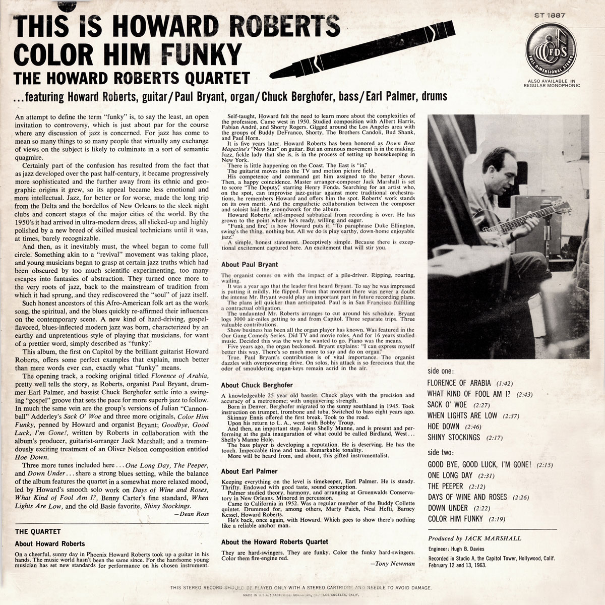 Howard Roberts - This is Howard Roberts / Color Him Funky - Back cover